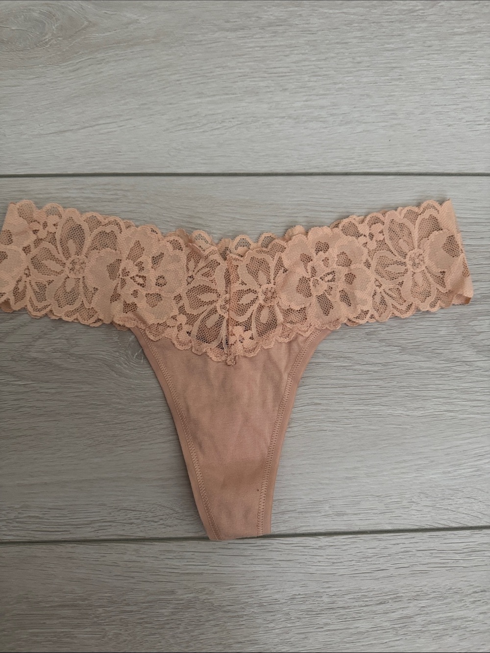 Victoria's Secret Blush Peach Lace Thong Panty